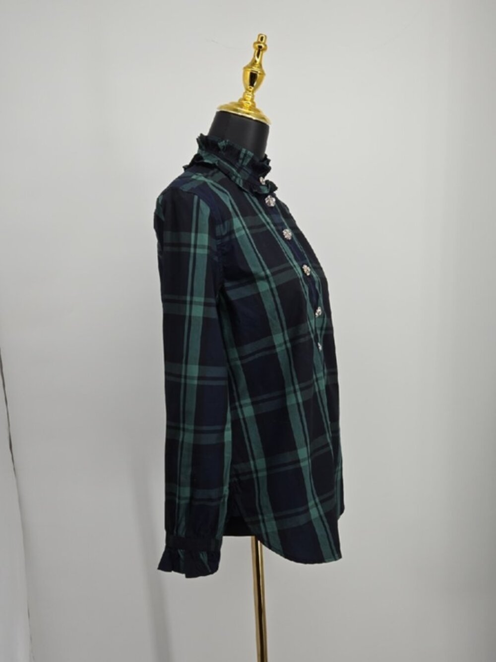 J.Crew Tartan Ruffleneck Blouse Size 2 - Picture 5 of 10